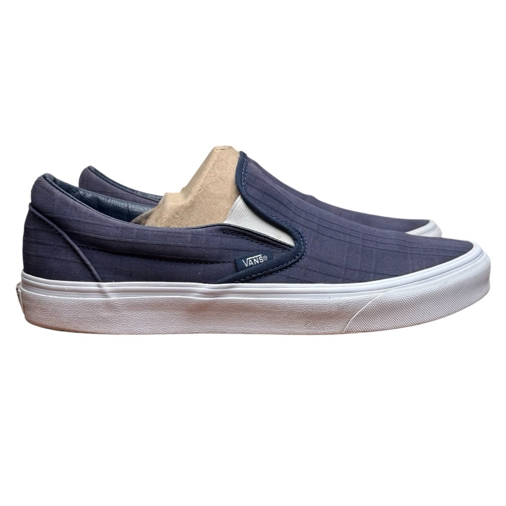Vans Classic Blue Tonal Plaid Slip-On Sneakers Skate Shoes Size 10.5